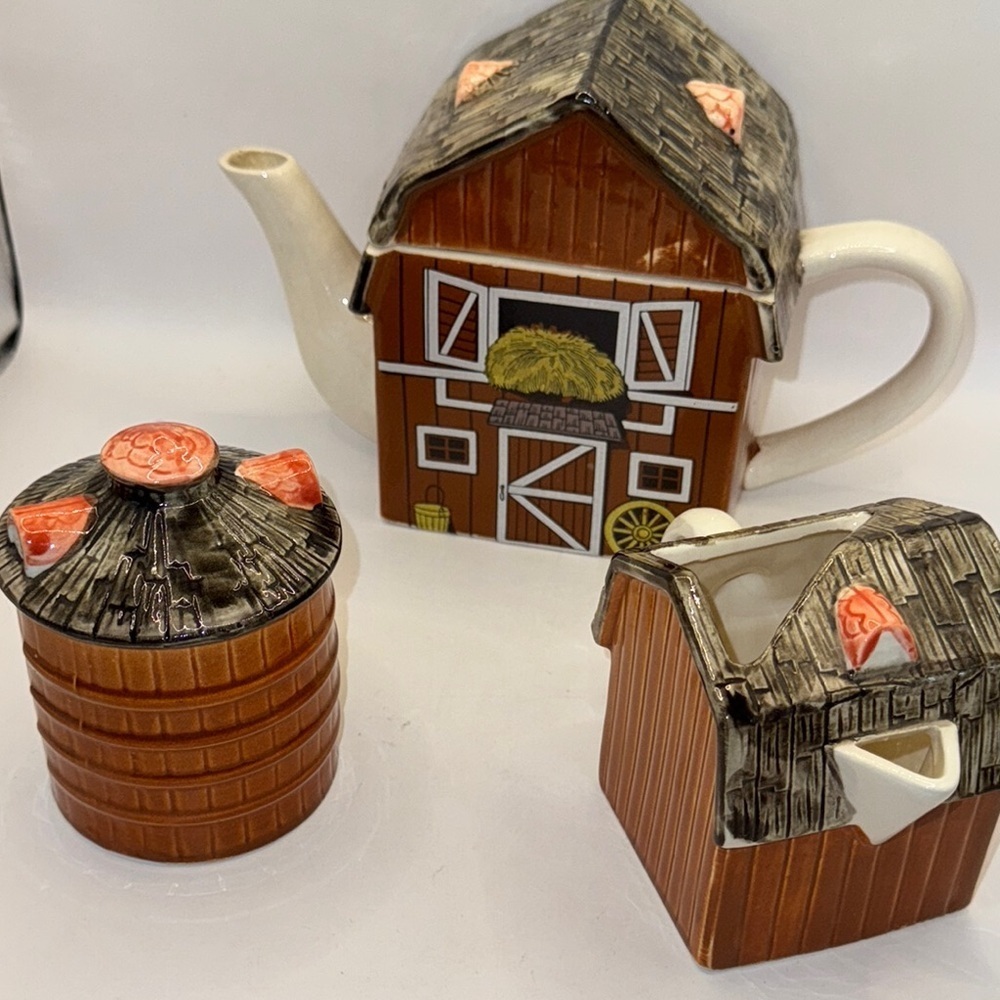 Gentleman Farmer vintage Charming Farmhouse Teapot Set - Picture 2 of 15